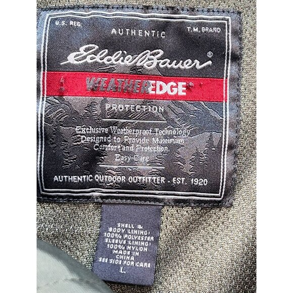 Eddie Bauer Weather Edge Men's Full Zip Jacket Long Sleeve Size L Olive Green - Picture 3 of 10